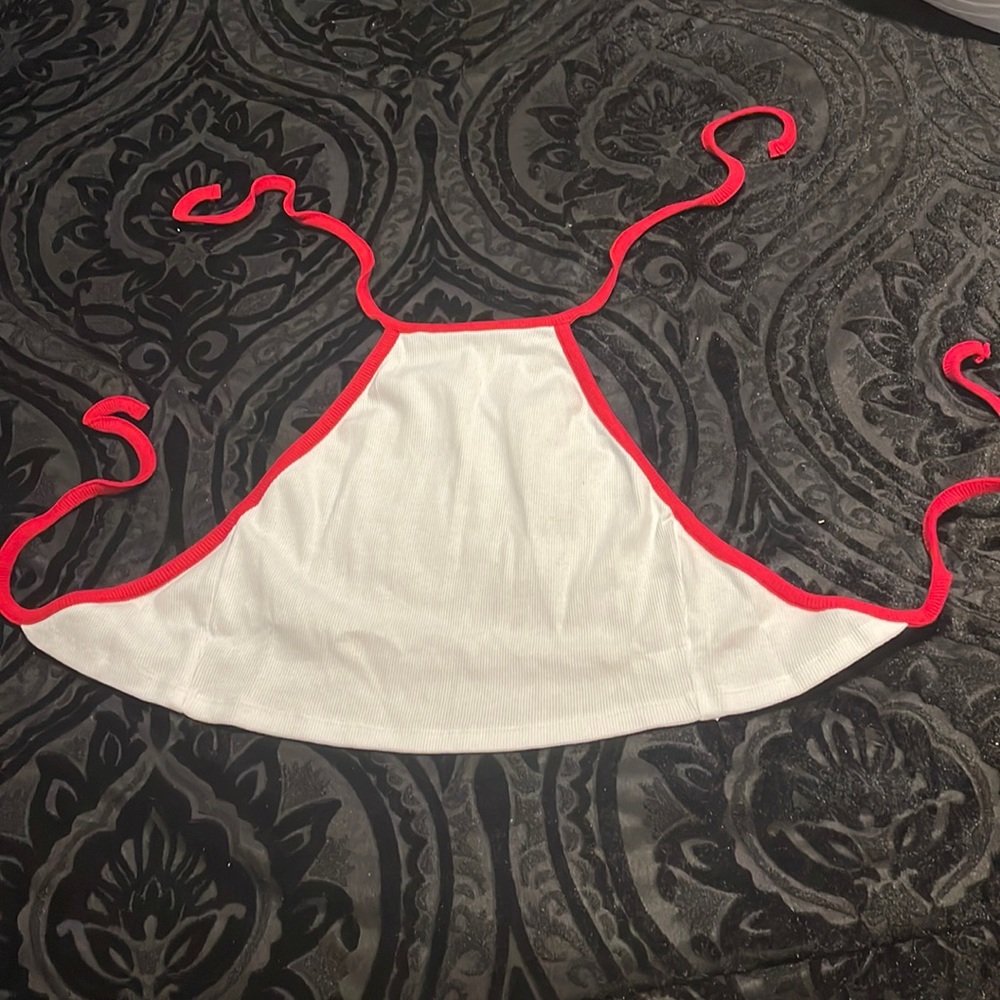 ASOS DESIGN CONTRAST BINDING HALTER TOP